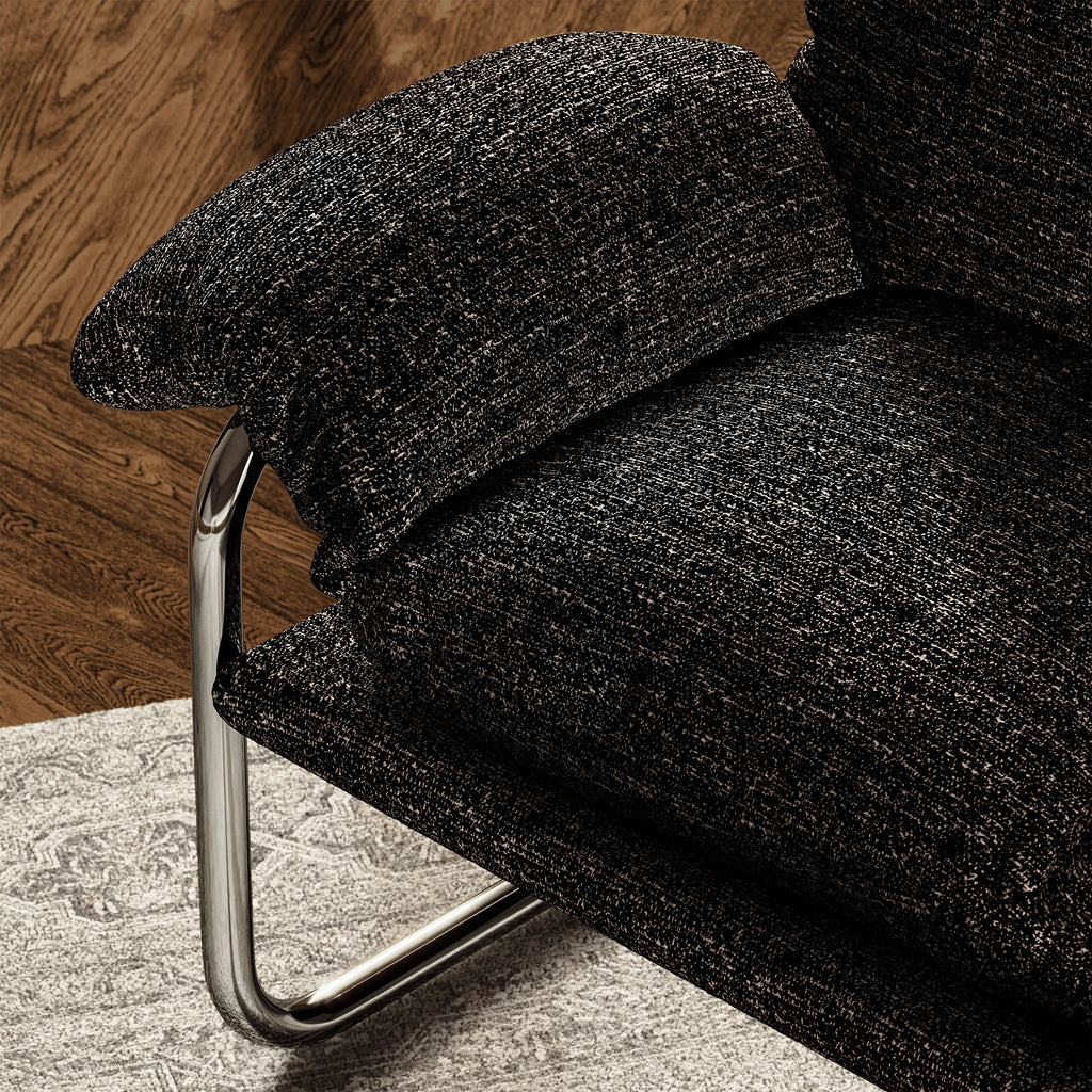 Ansel Boucle Fabric Accent Chair - Charcoal