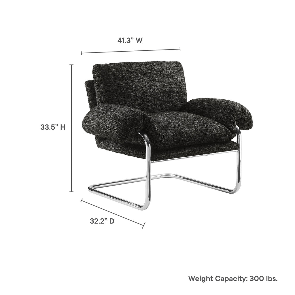 Ansel Boucle Fabric Accent Chair - Charcoal