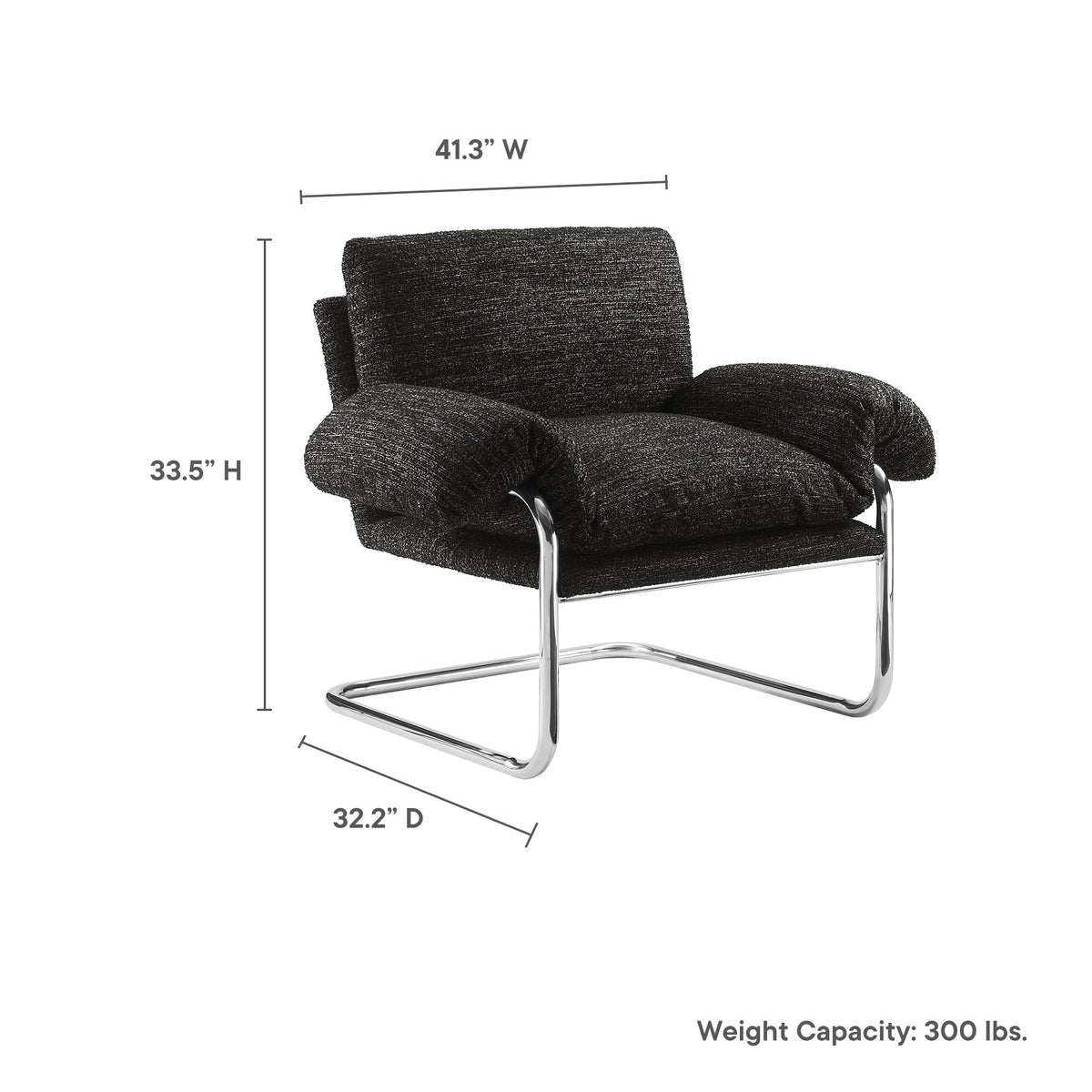 Ansel Boucle Fabric Accent Chair - Charcoal