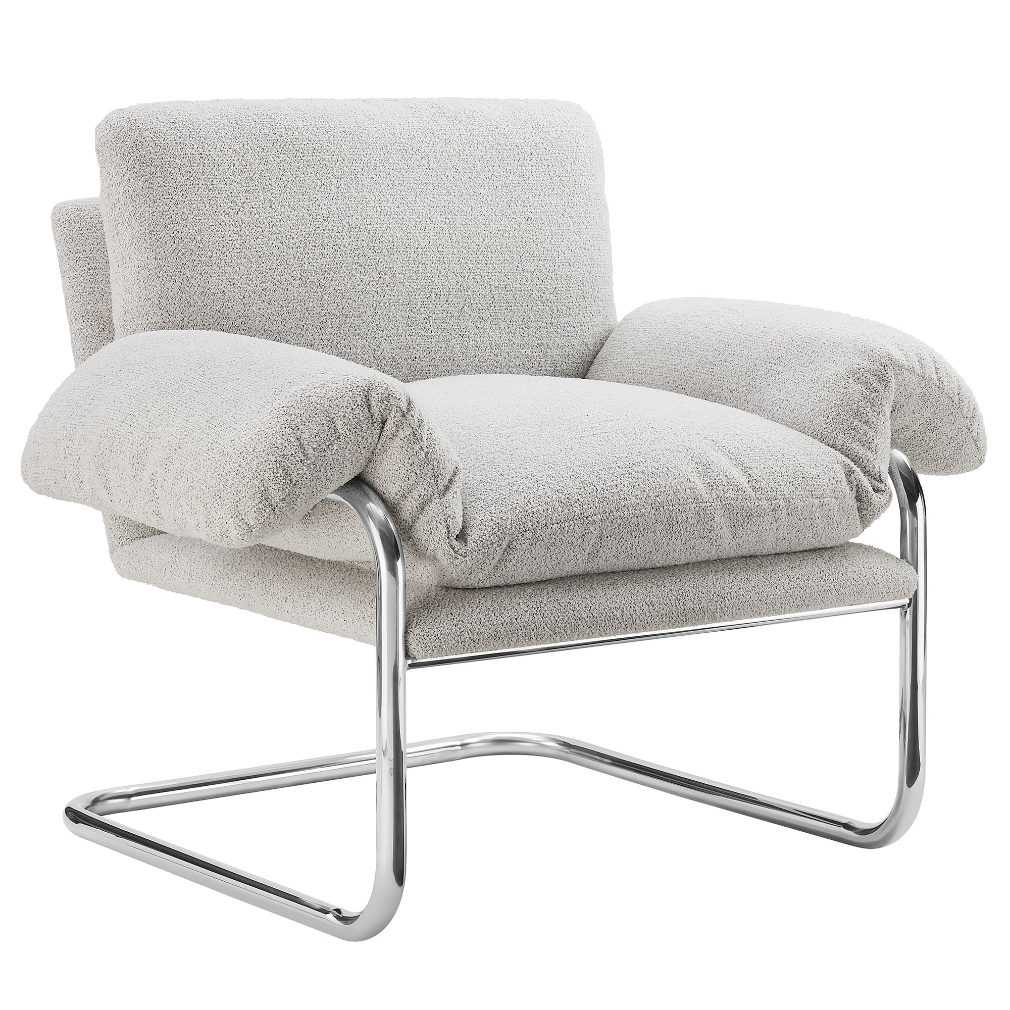 Ansel Boucle Fabric Accent Chair - Newsprint