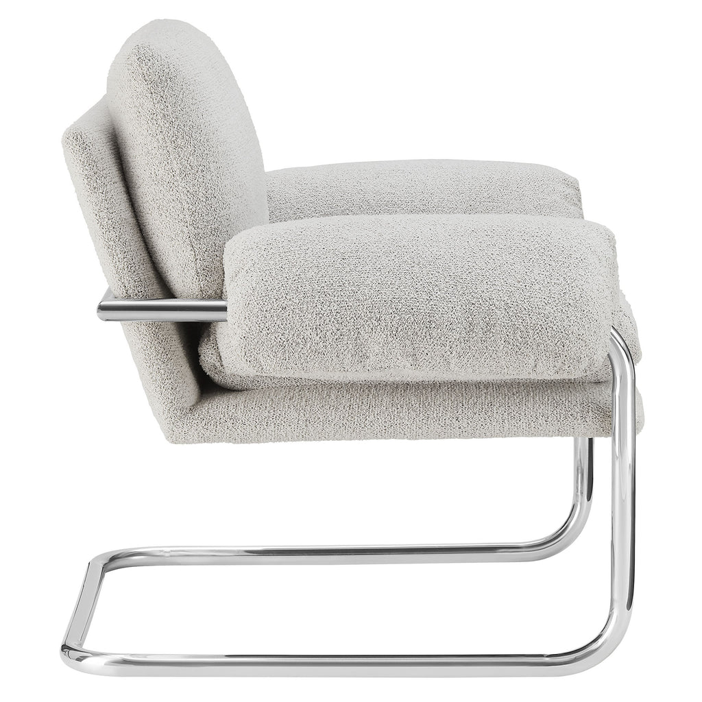 Ansel Boucle Fabric Accent Chair - Newsprint