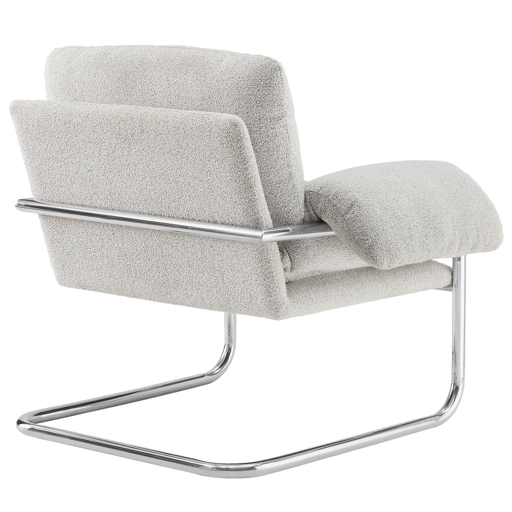 Ansel Boucle Fabric Accent Chair - Newsprint