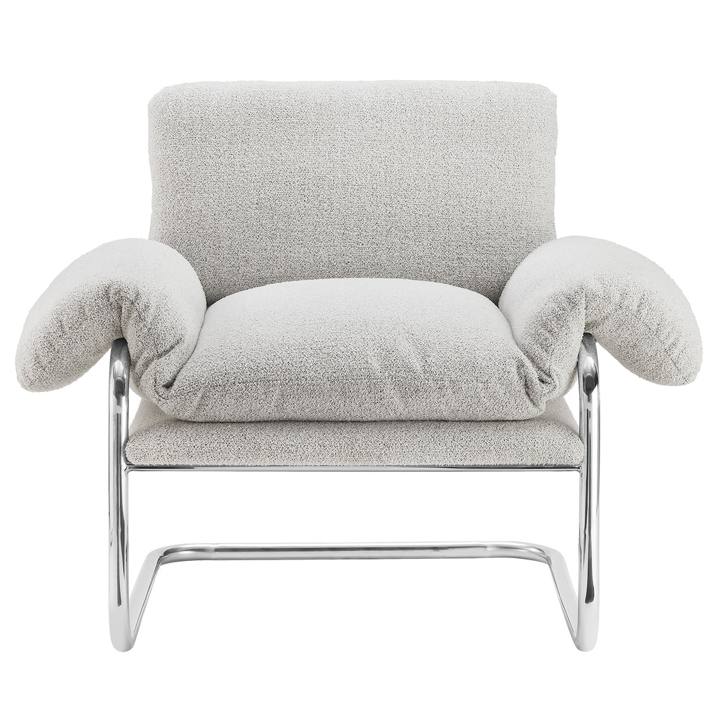 Ansel Boucle Fabric Accent Chair - Newsprint