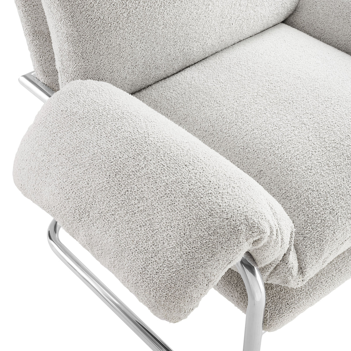 Ansel Boucle Fabric Accent Chair - Newsprint