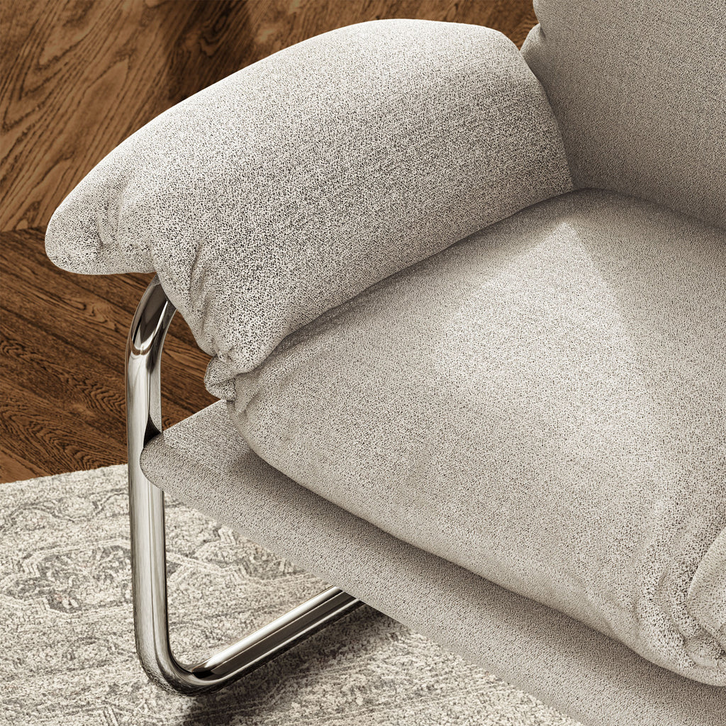 Ansel Boucle Fabric Accent Chair - Newsprint