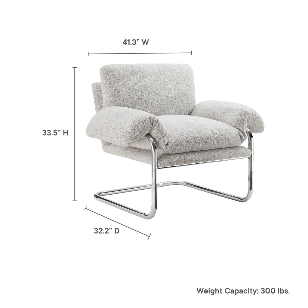 Ansel Boucle Fabric Accent Chair - Newsprint