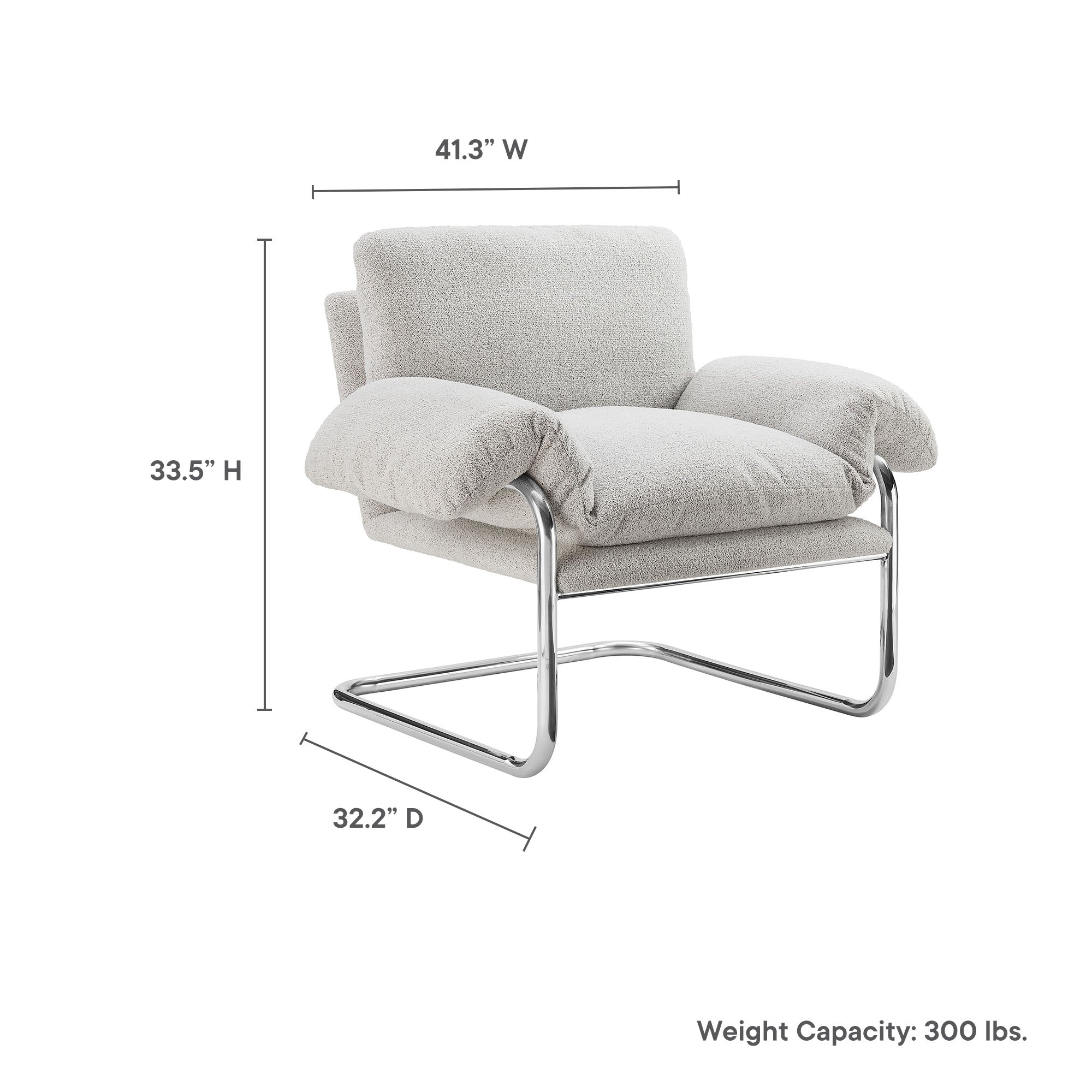 Ansel Boucle Fabric Accent Chair - Newsprint