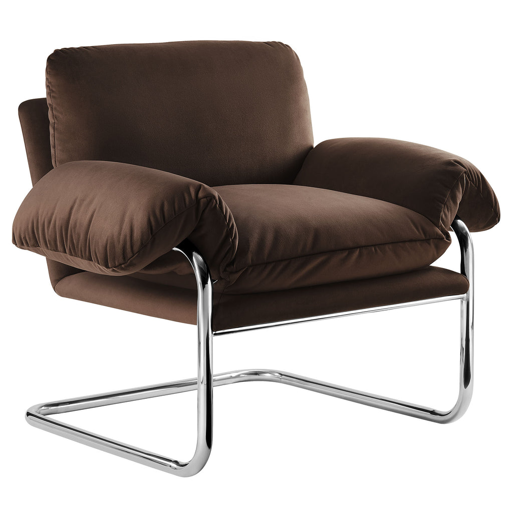 Ansel Performance Velvet Accent Chair - Chocolate Brown