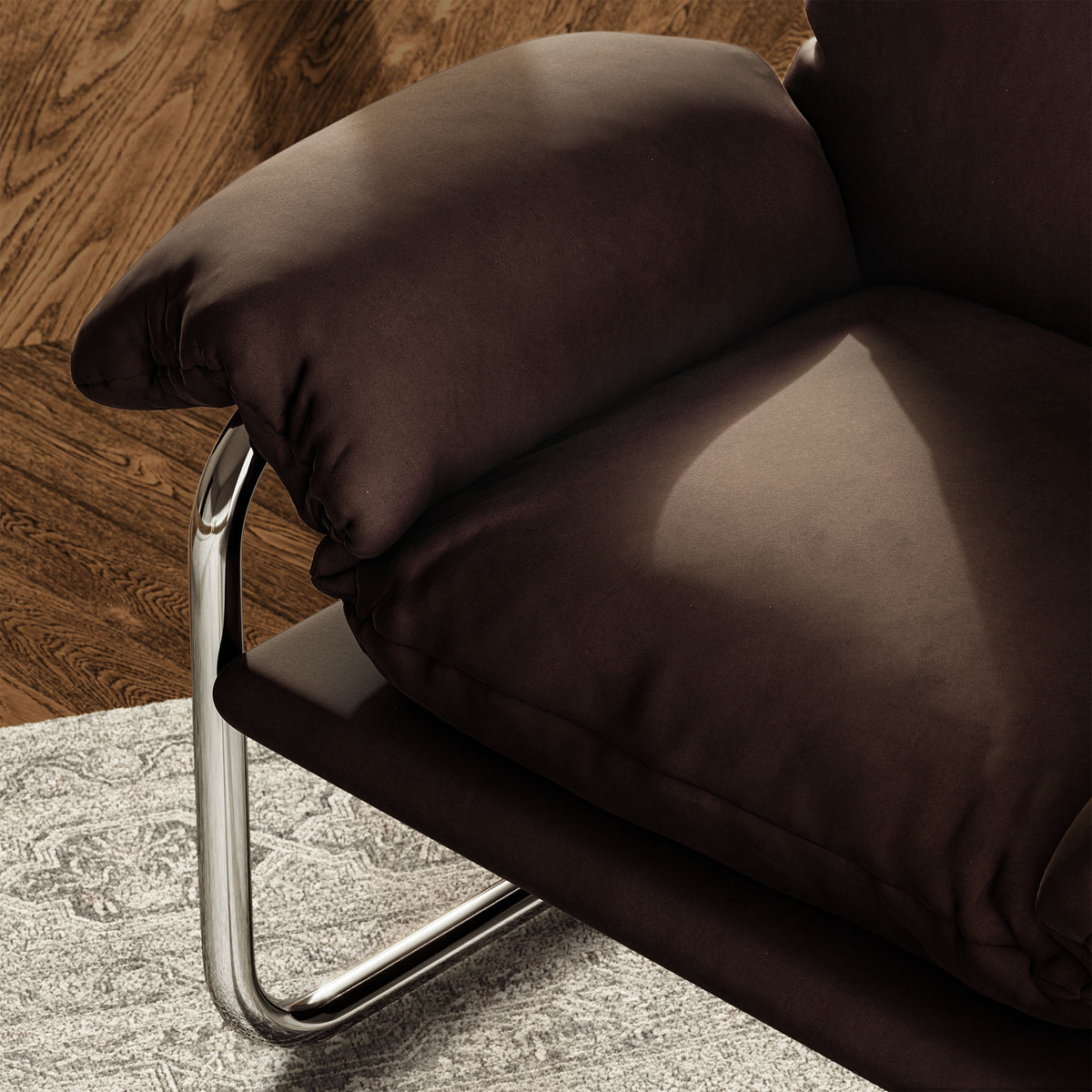Ansel Performance Velvet Accent Chair - Chocolate Brown
