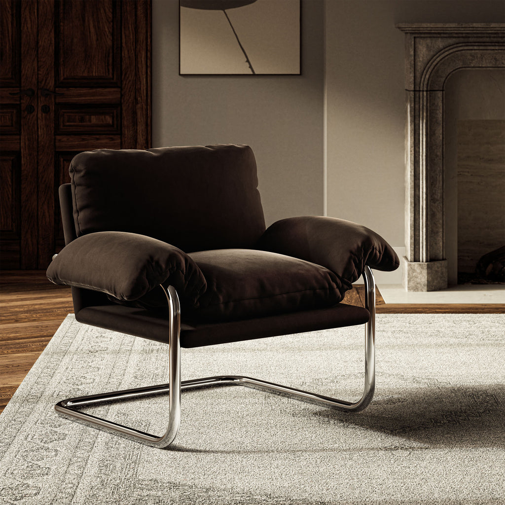 Ansel Performance Velvet Accent Chair - Chocolate Brown