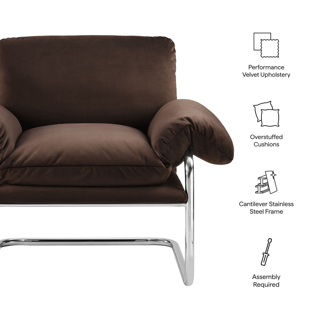 Ansel Performance Velvet Accent Chair - Chocolate Brown