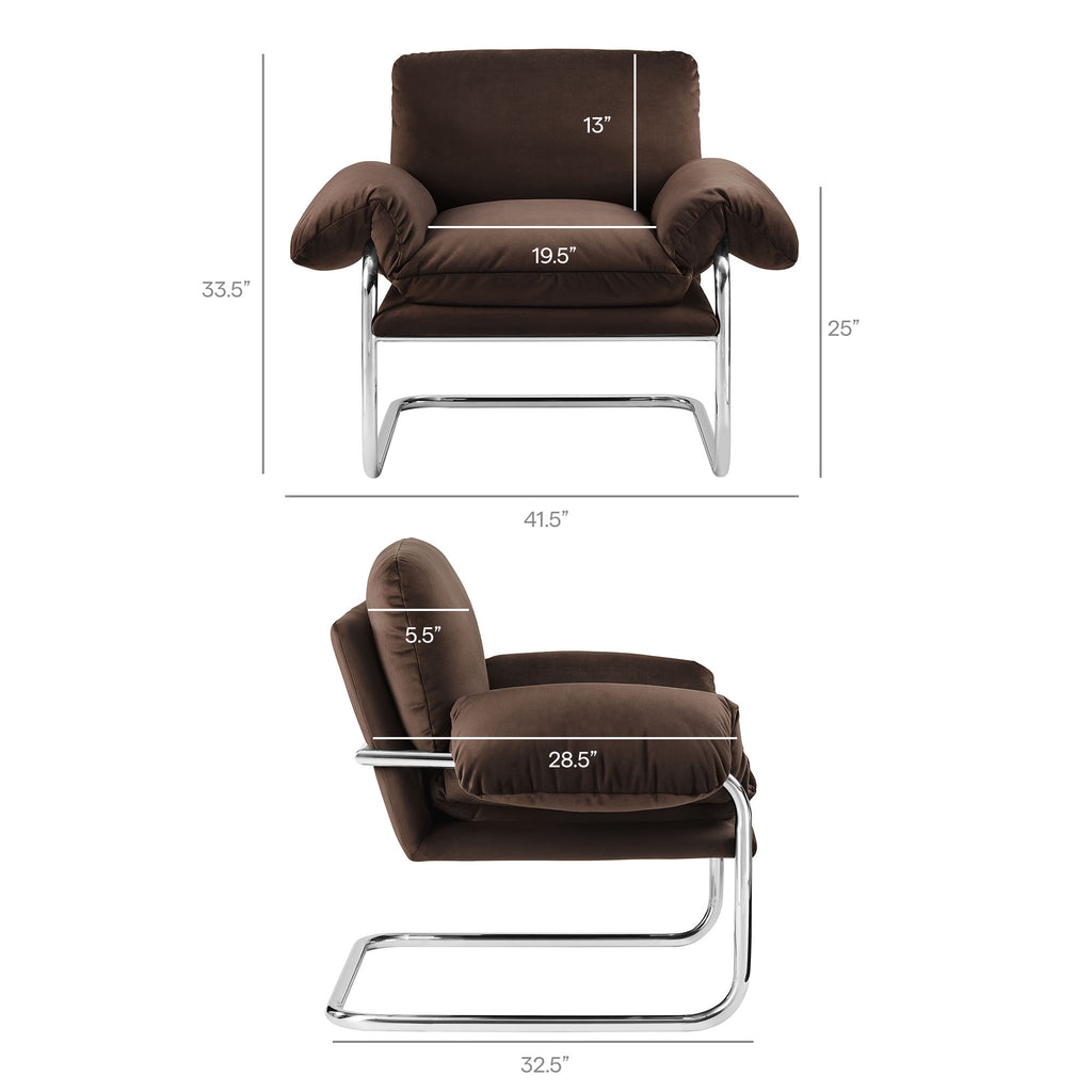 Ansel Performance Velvet Accent Chair - Chocolate Brown