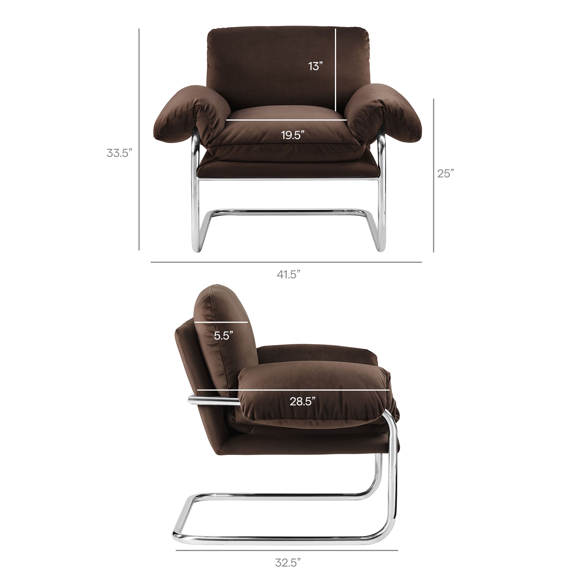 Ansel Performance Velvet Accent Chair - Chocolate Brown