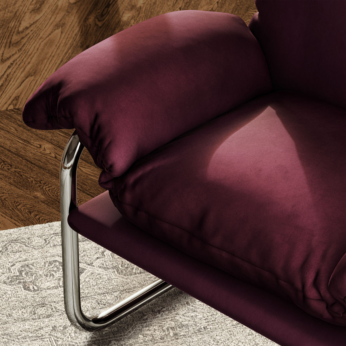Ansel Performance Velvet Accent Chair - Mulberry