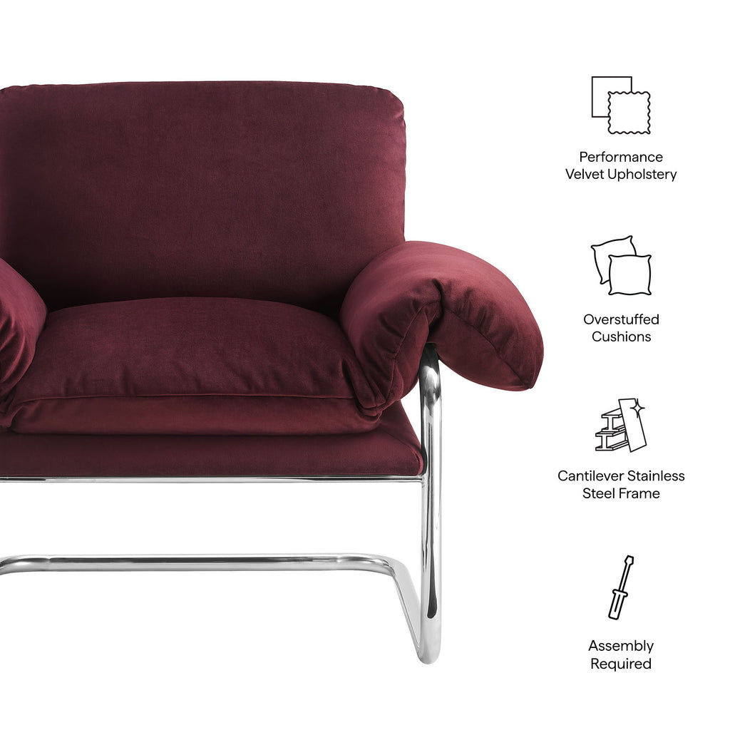 Ansel Performance Velvet Accent Chair - Mulberry