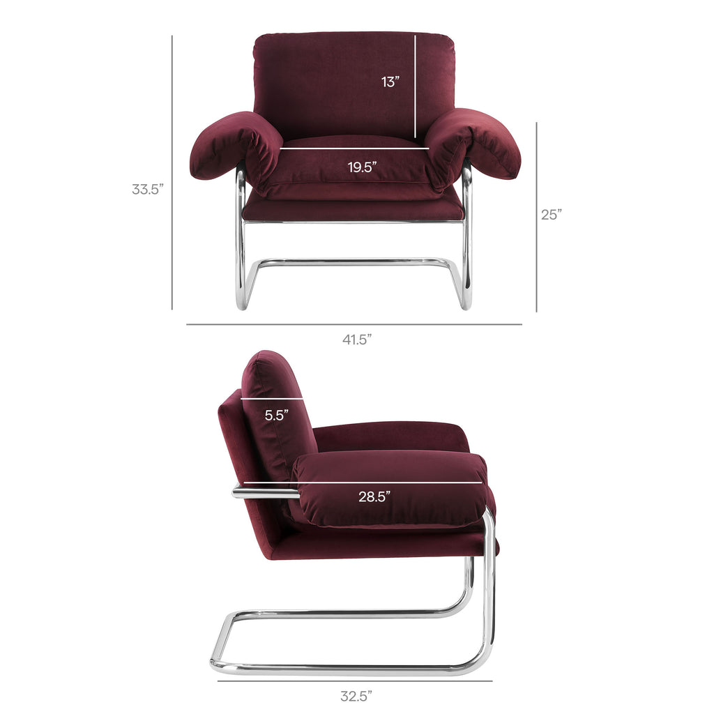 Ansel Performance Velvet Accent Chair - Mulberry