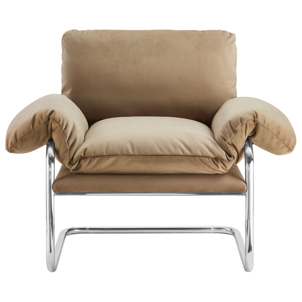 Ansel Performance Velvet Accent Chair - Taupe