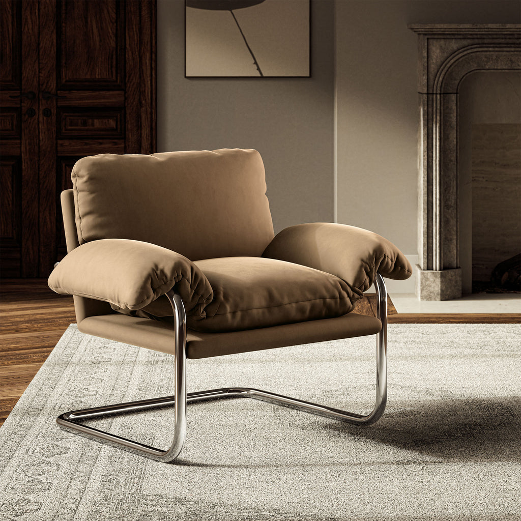 Ansel Performance Velvet Accent Chair - Taupe