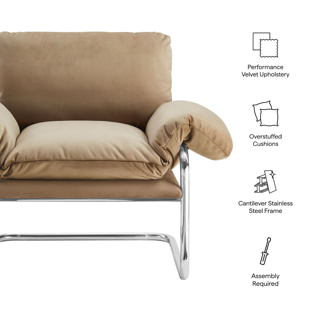 Ansel Performance Velvet Accent Chair - Taupe