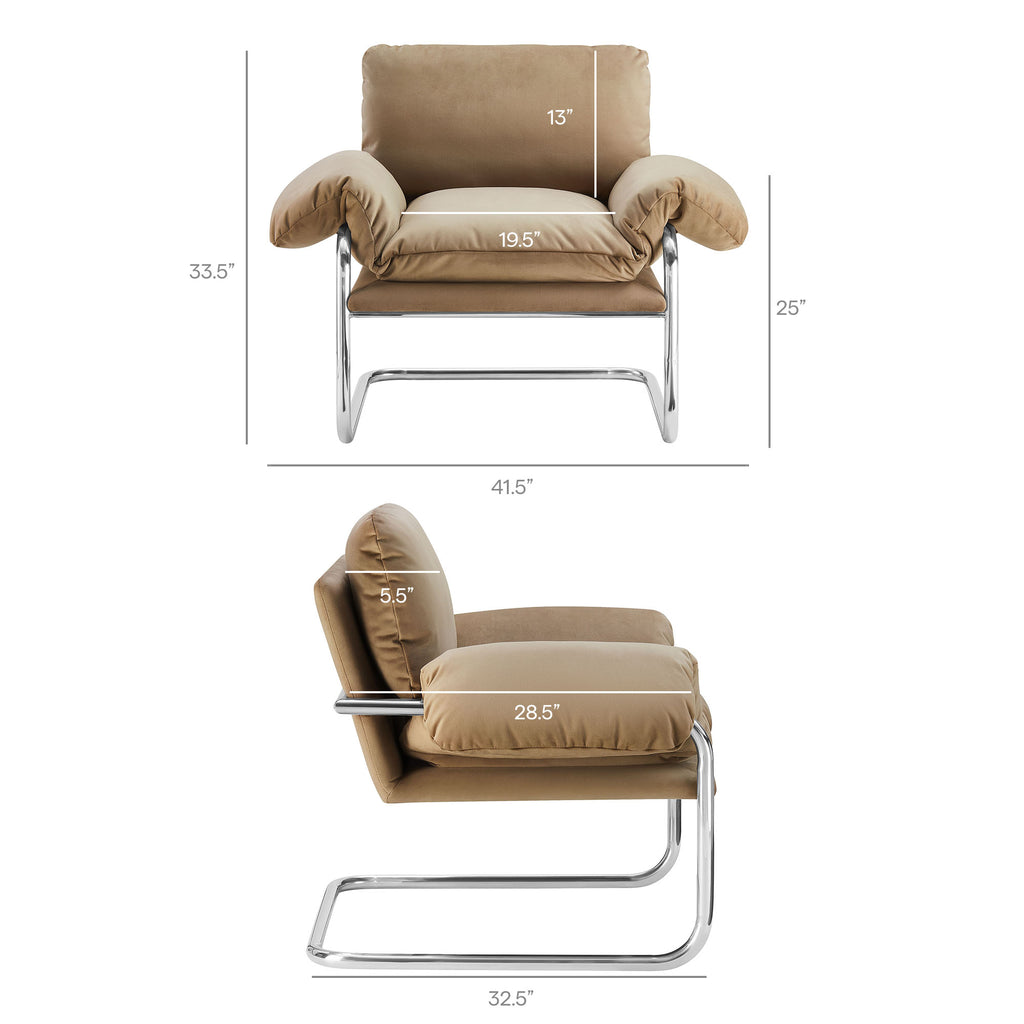 Ansel Performance Velvet Accent Chair - Taupe