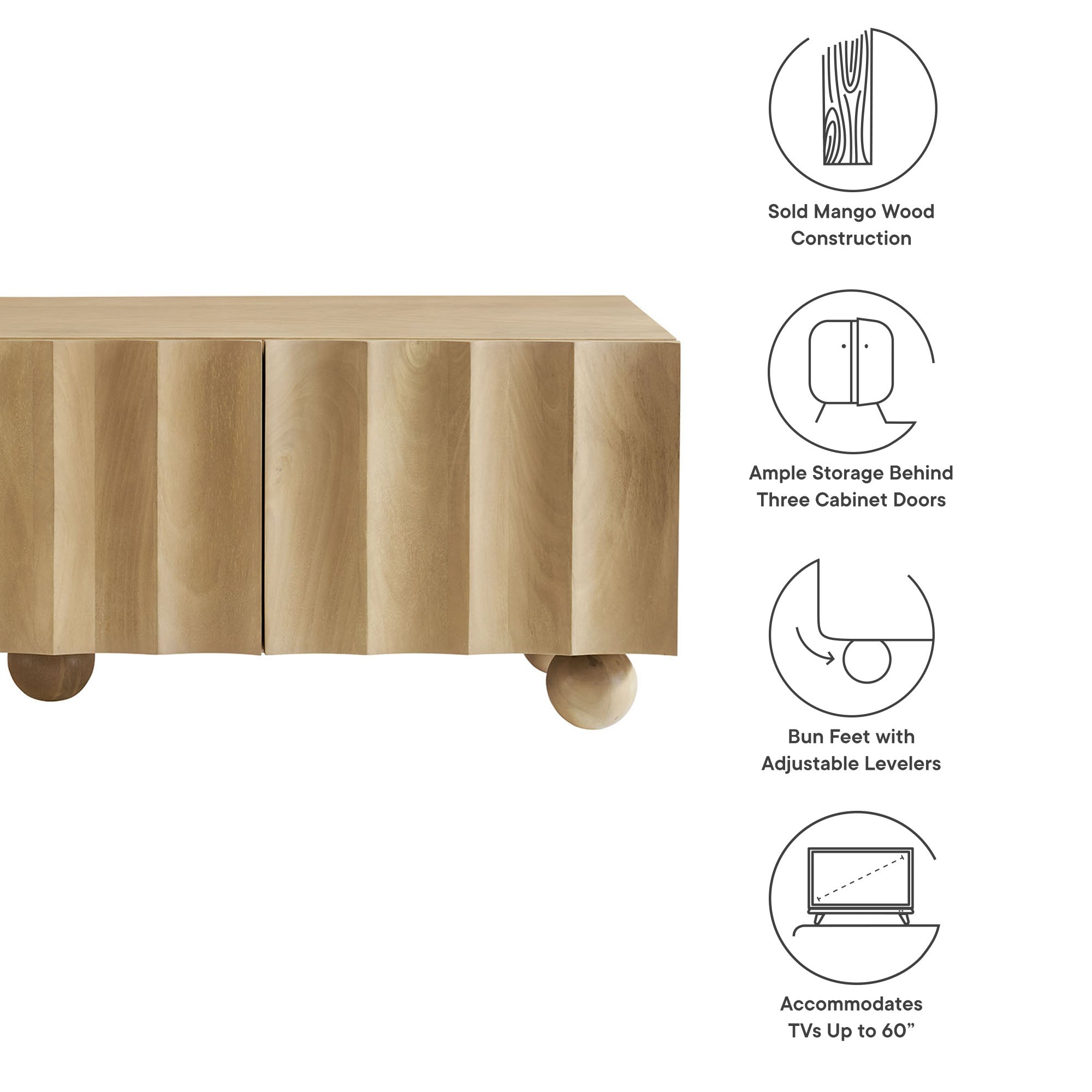 Sorren Scalloped 54" Wood TV Stand - Natural