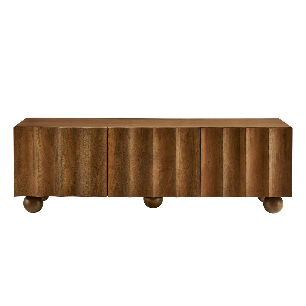 Sorren Scalloped 54" Wood TV Stand - Walnut