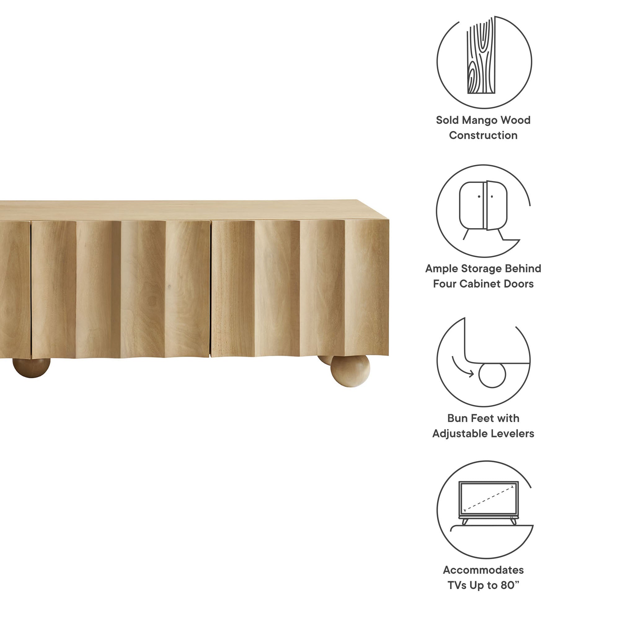 Sorren Scalloped 71" Wood TV Stand - Natural