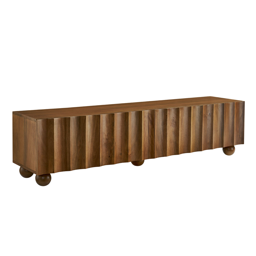 Sorren Scalloped 71" Wood TV Stand - Walnut