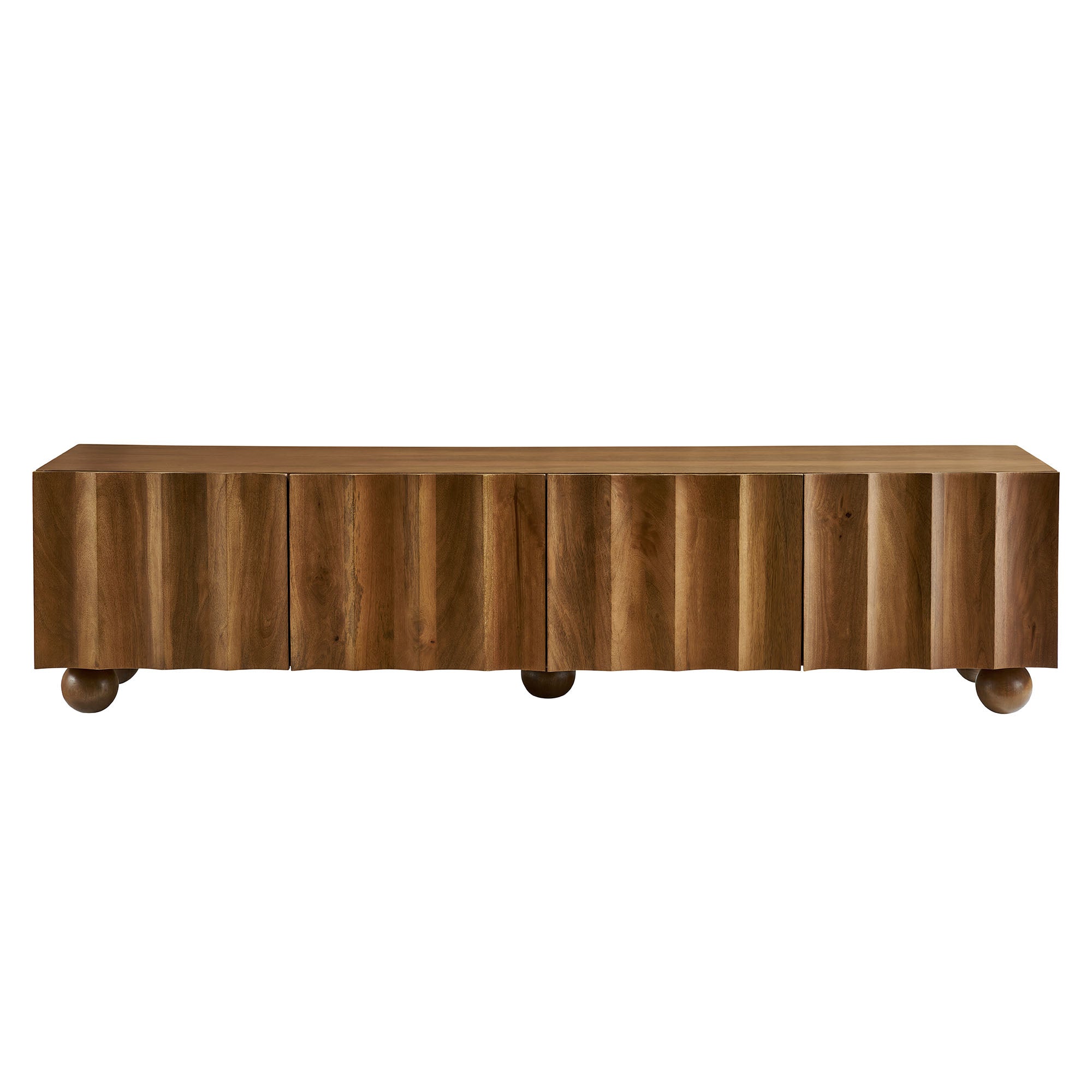 Sorren Scalloped 71" Wood TV Stand - Walnut