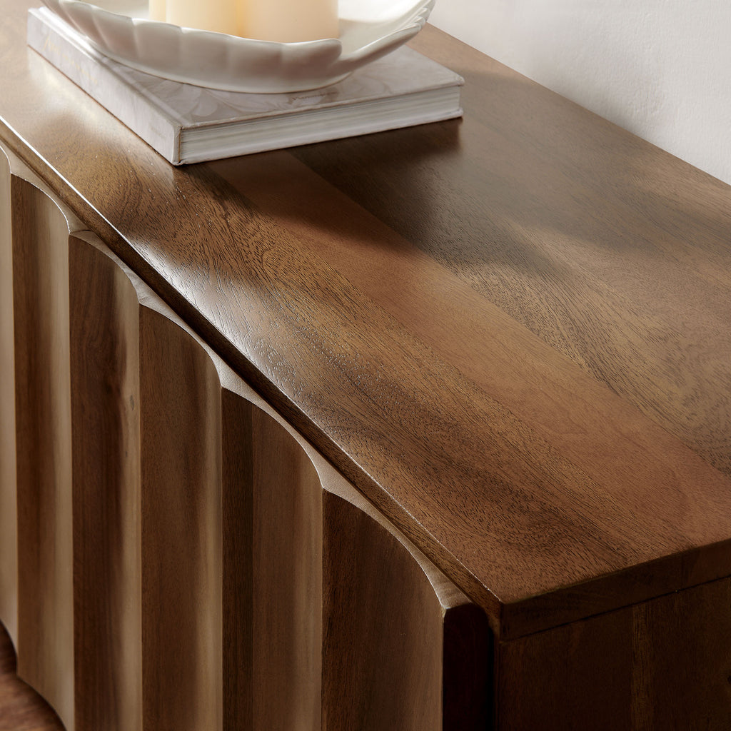 Sorren Scalloped 71" Wood TV Stand - Walnut