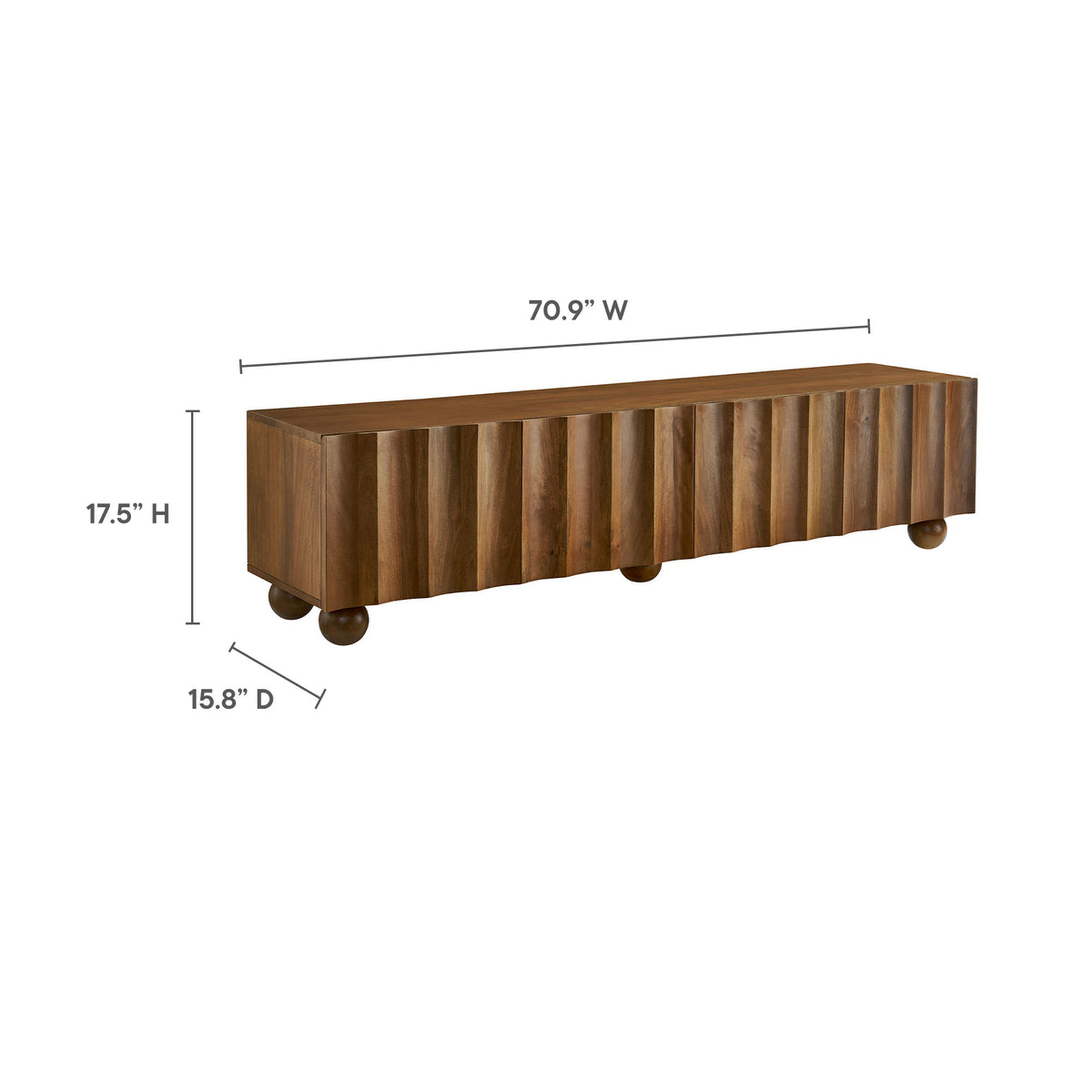 Sorren Scalloped 71" Wood TV Stand - Walnut