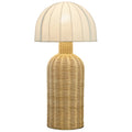 Santo Rattan Table Lamp With Dome Shade - White Natural