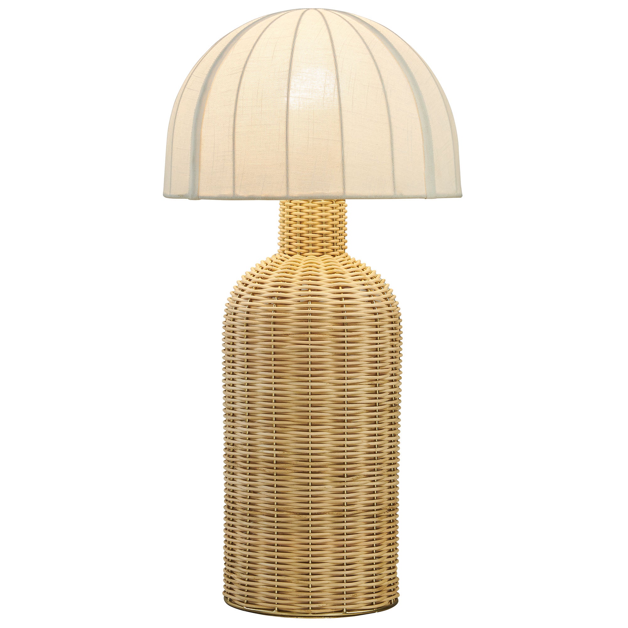 Santo Rattan Table Lamp With Dome Shade - White Natural