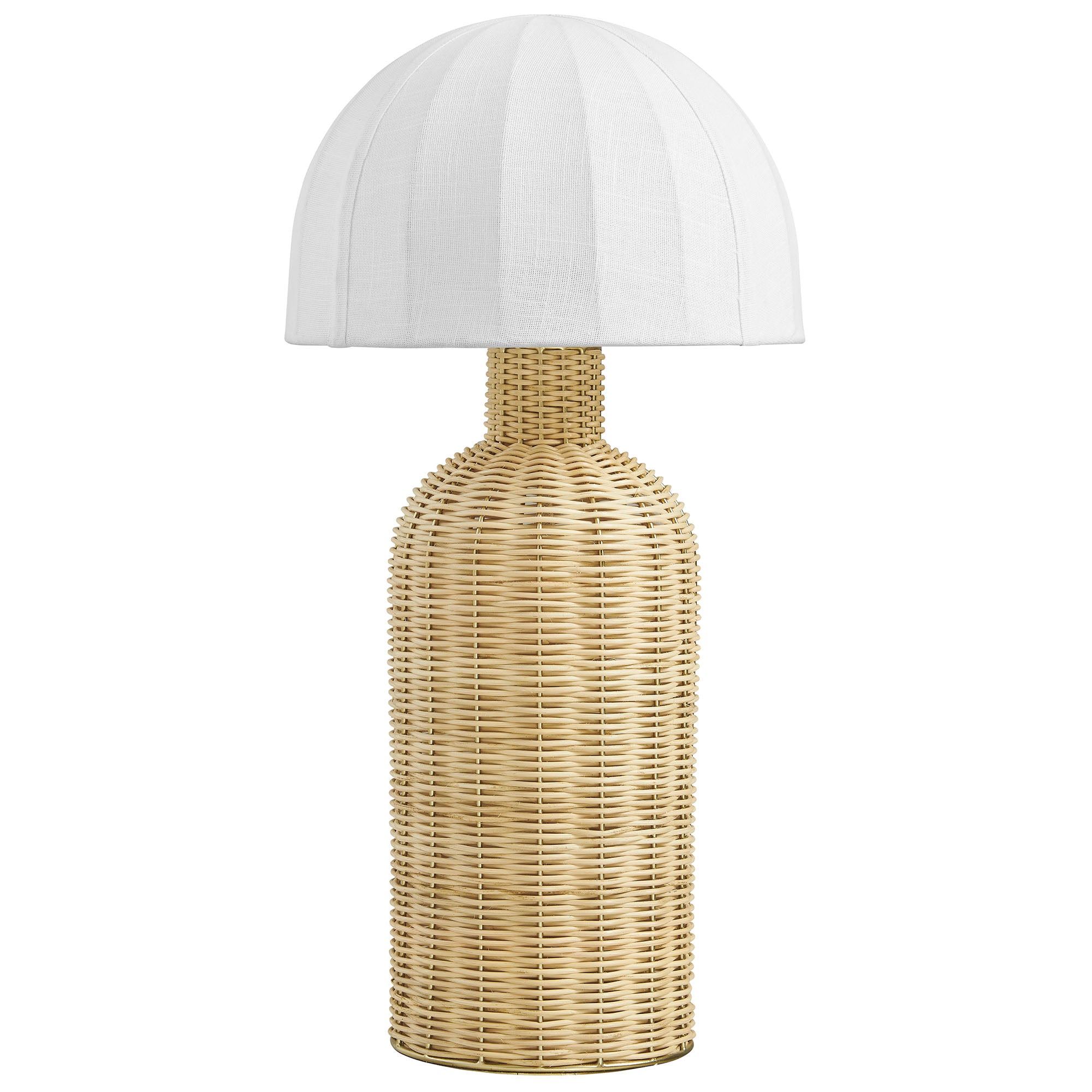 Santo Rattan Table Lamp With Dome Shade - White Natural