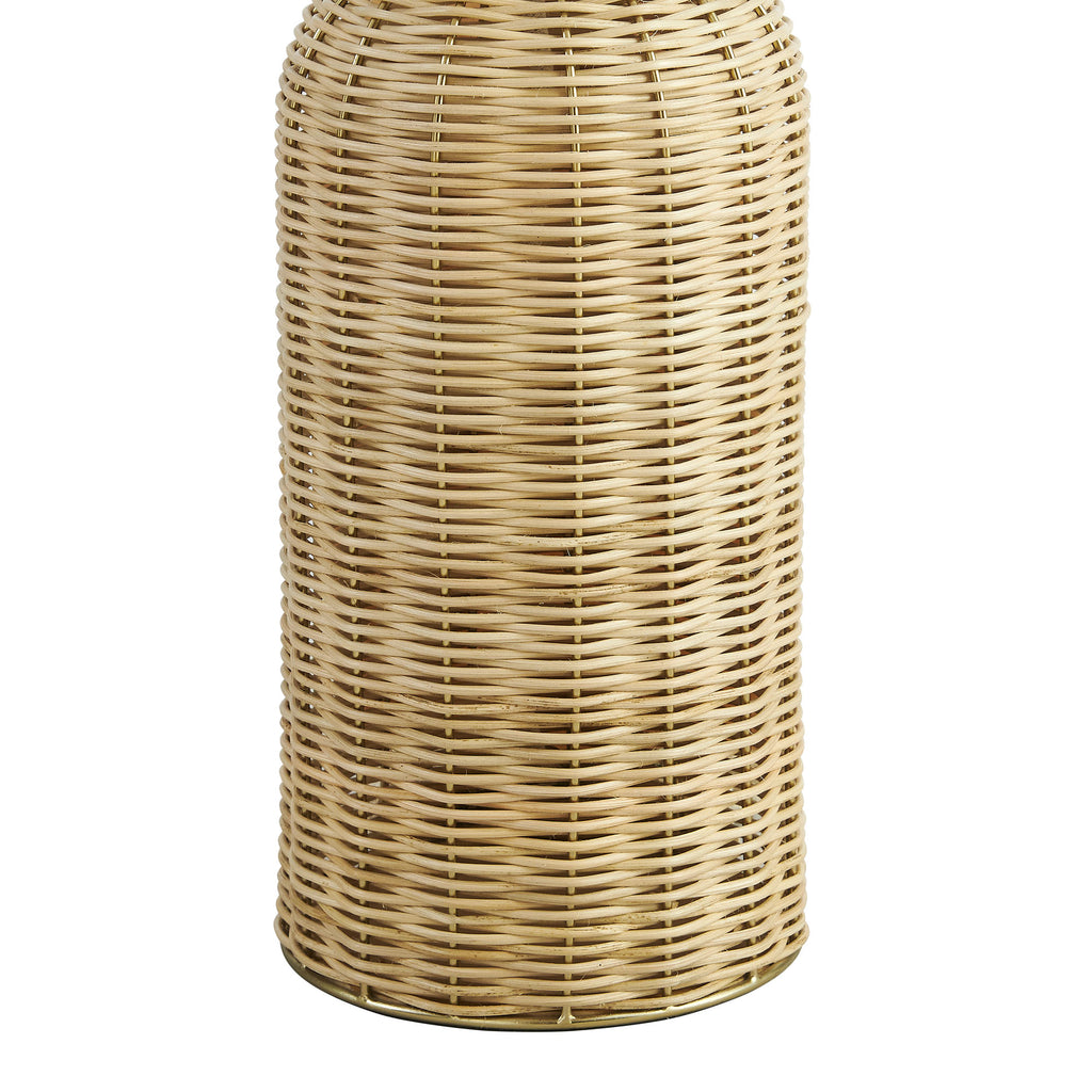 Santo Rattan Table Lamp With Dome Shade - White Natural