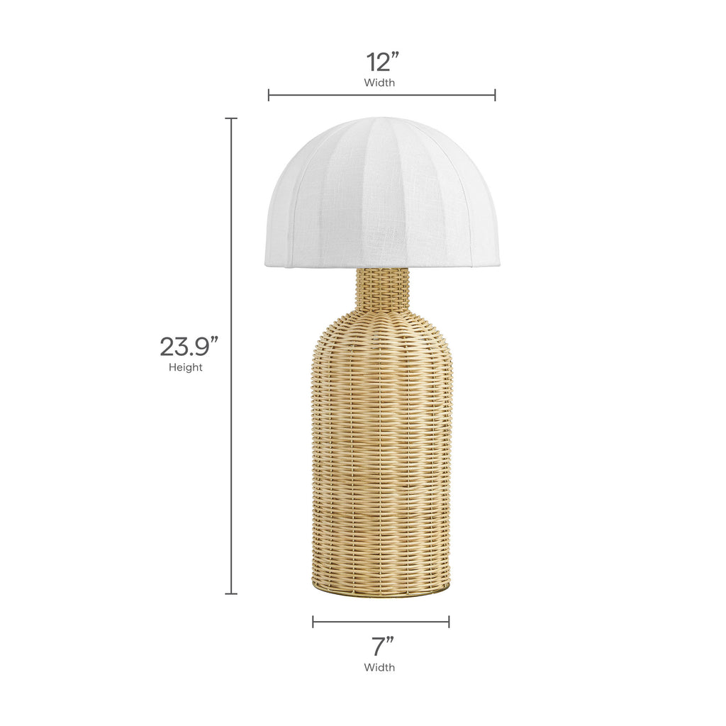 Santo Rattan Table Lamp With Dome Shade - White Natural