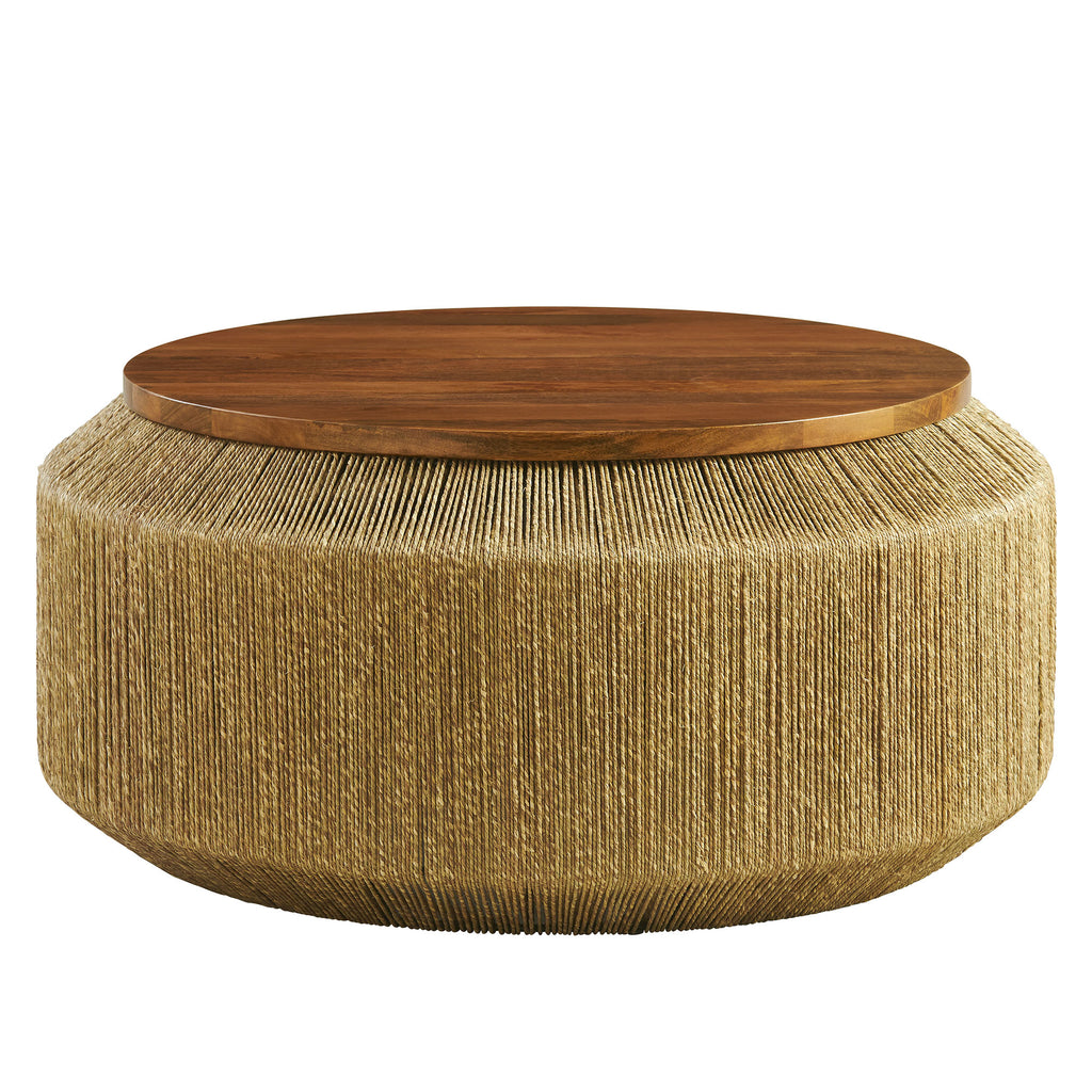 Maris Seagrass and Wood Coffee Table - Walnut Natural