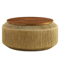 Maris Seagrass and Wood Coffee Table - Walnut Natural