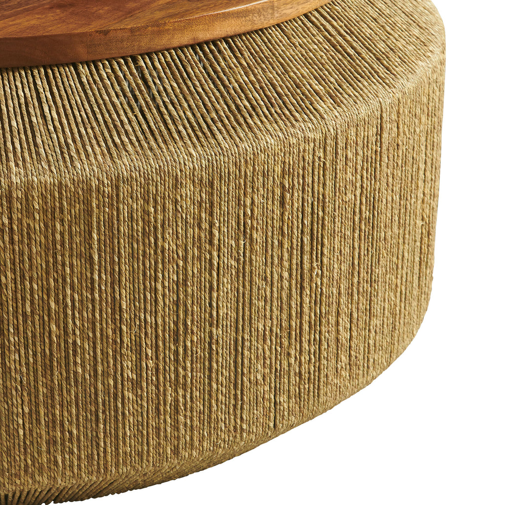 Maris Seagrass and Wood Coffee Table - Walnut Natural