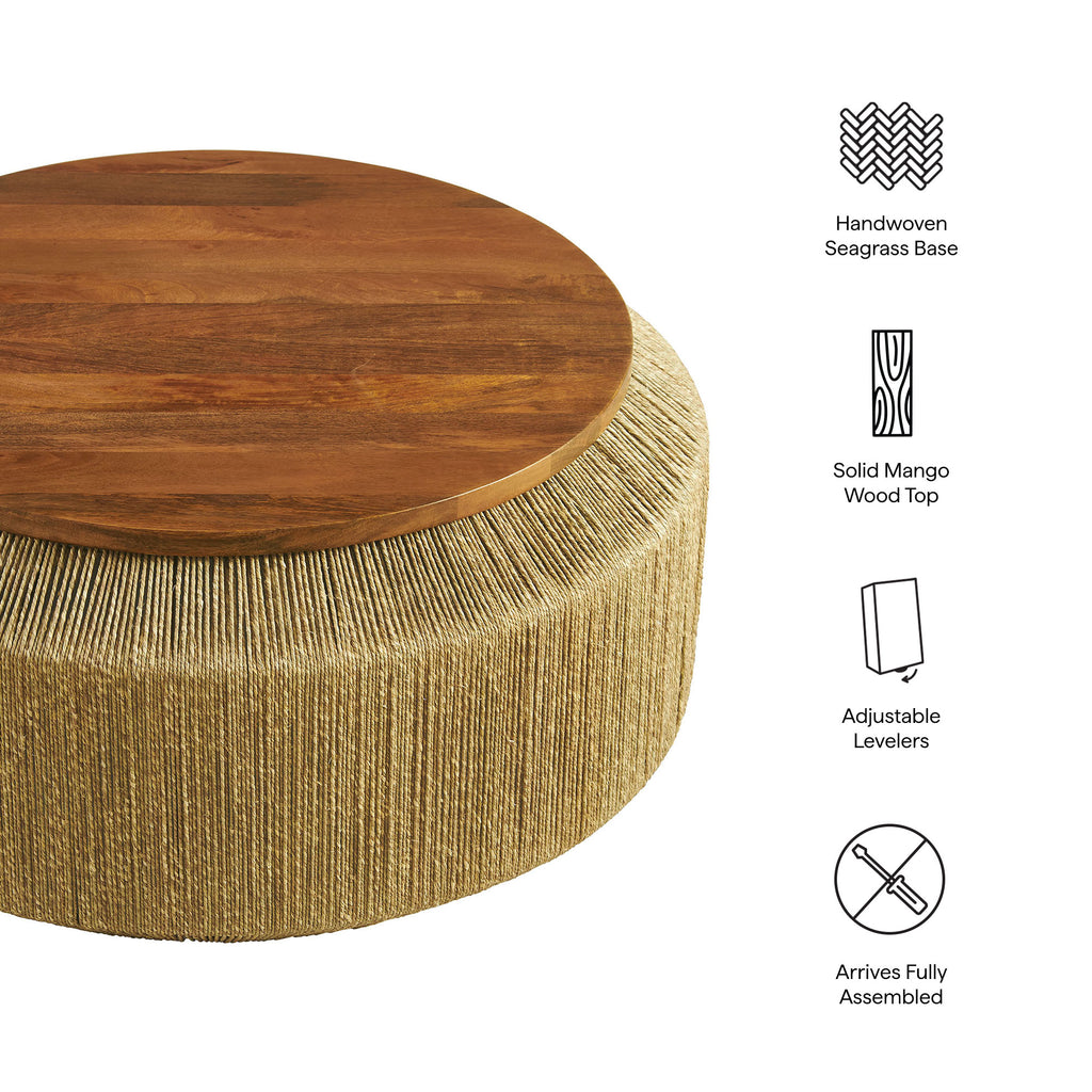 Maris Seagrass and Wood Coffee Table - Walnut Natural
