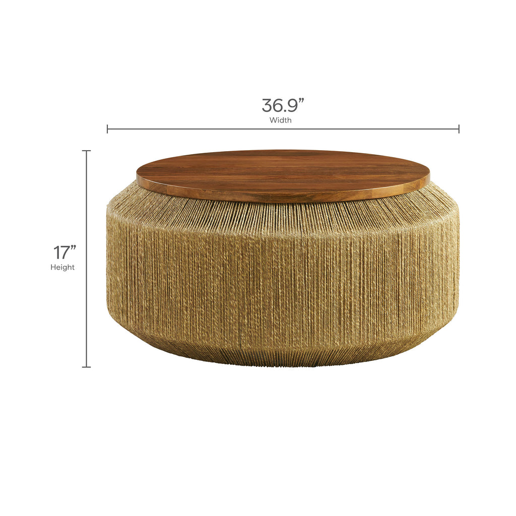 Maris Seagrass and Wood Coffee Table - Walnut Natural