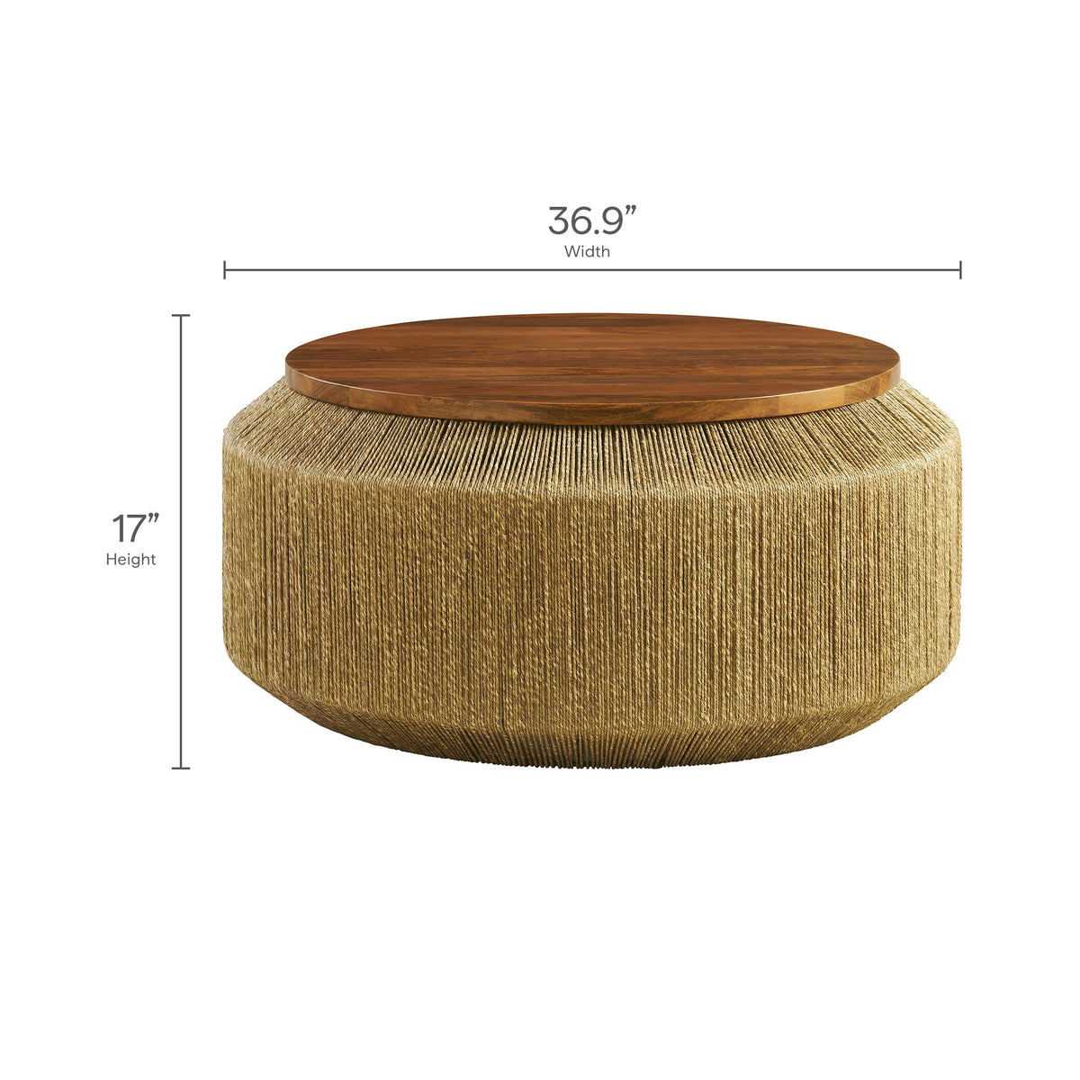Maris Seagrass and Wood Coffee Table - Walnut Natural