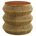 Maris Seagrass and Wood End Table - Walnut Natural