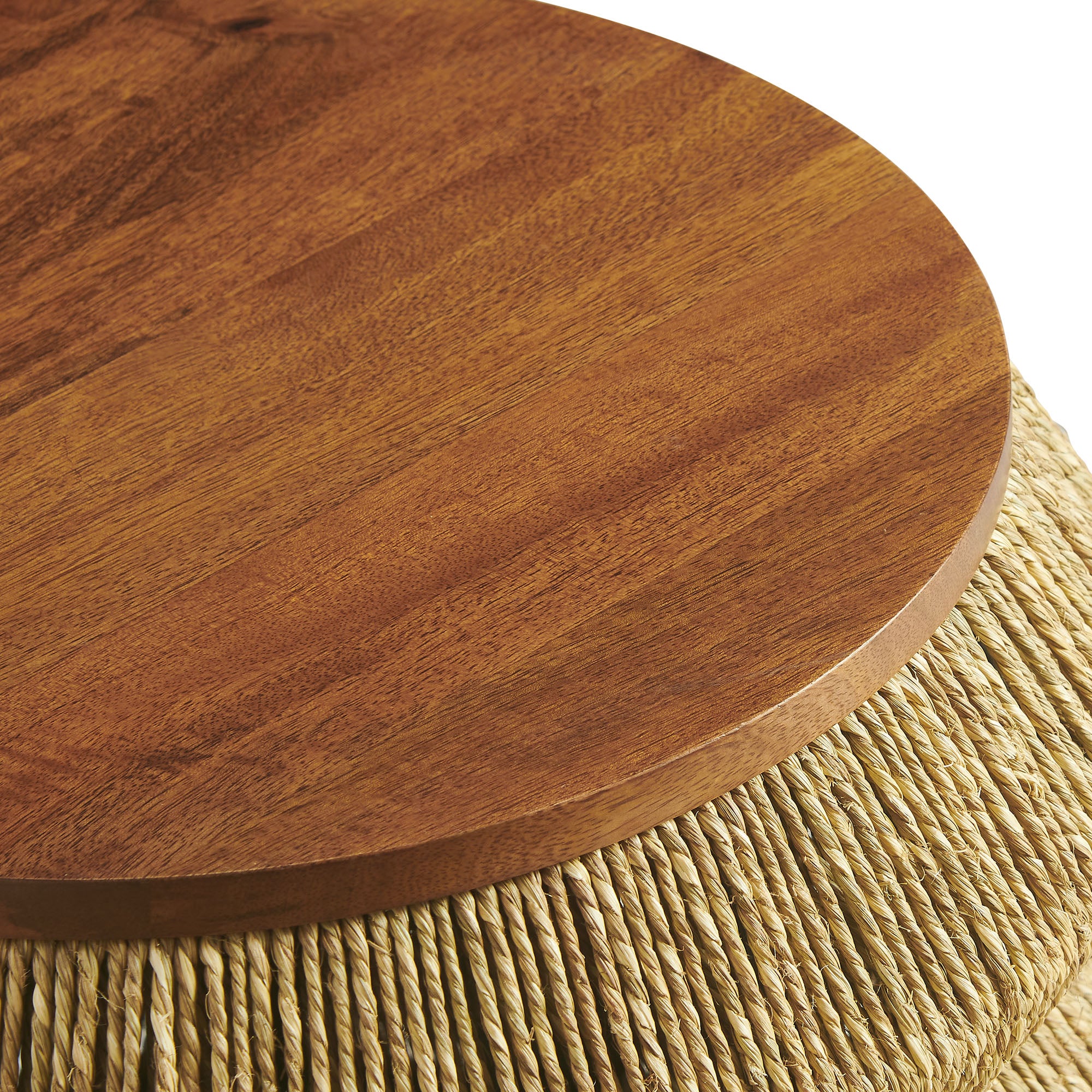 Maris Seagrass and Wood End Table - Walnut Natural