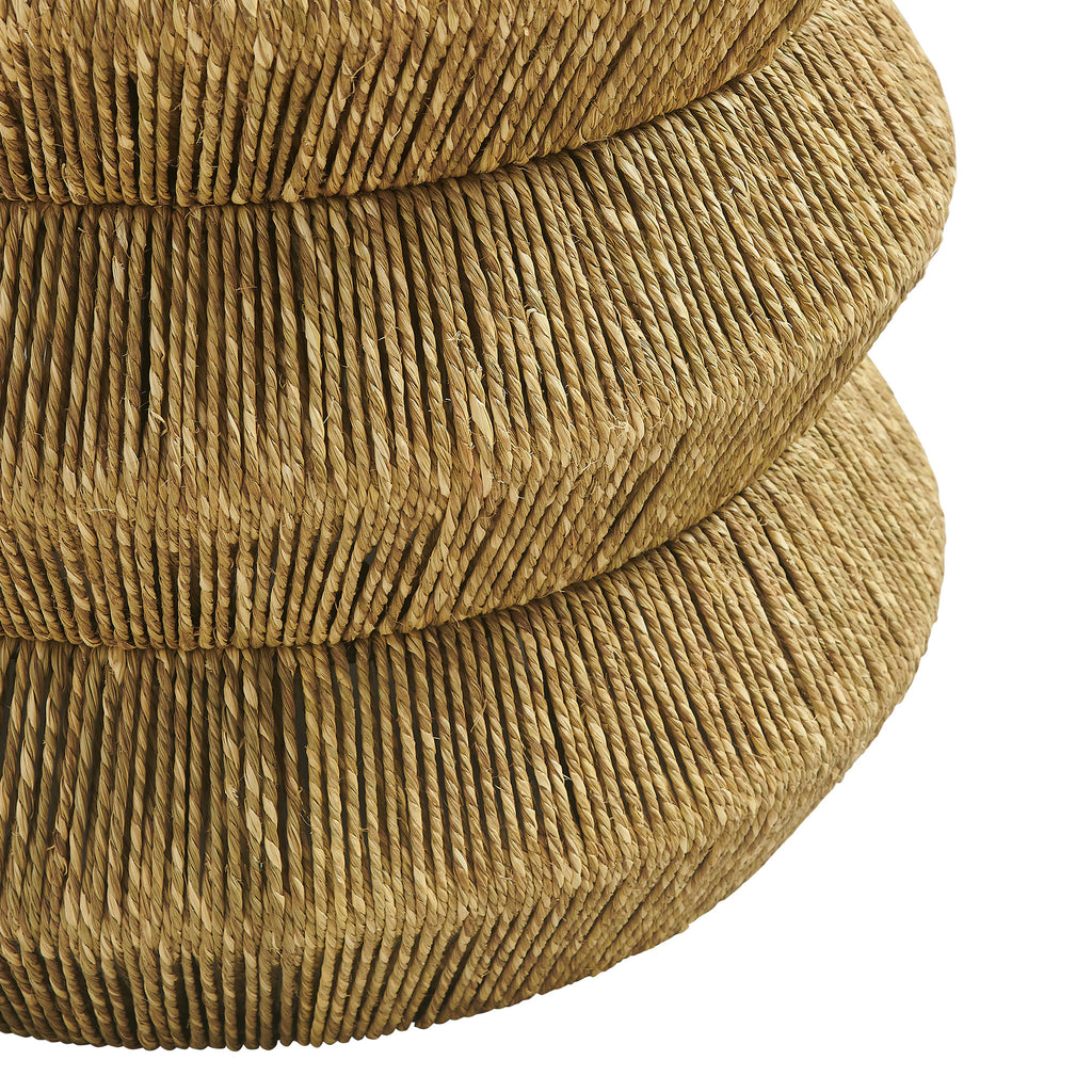 Maris Seagrass and Wood End Table - Walnut Natural