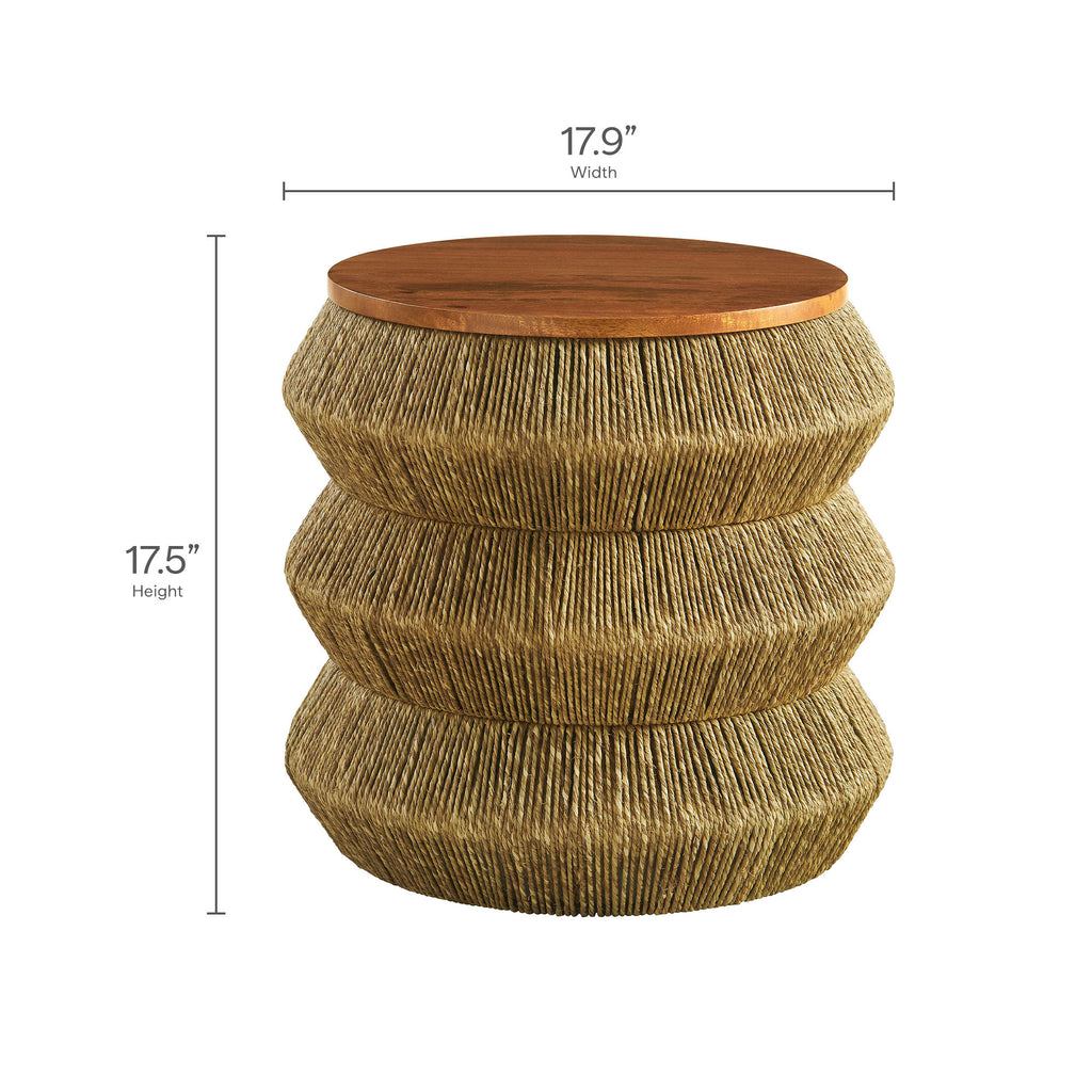 Maris Seagrass and Wood End Table - Walnut Natural