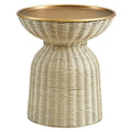 Lazaro Round Rattan Side Table - Burnished Brass Natural