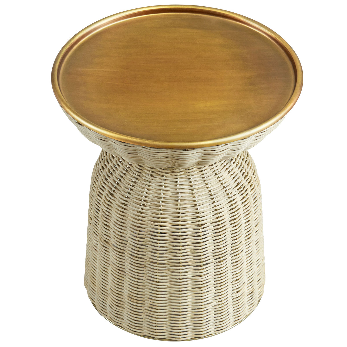 Lazaro Round Rattan Side Table - Burnished Brass Natural