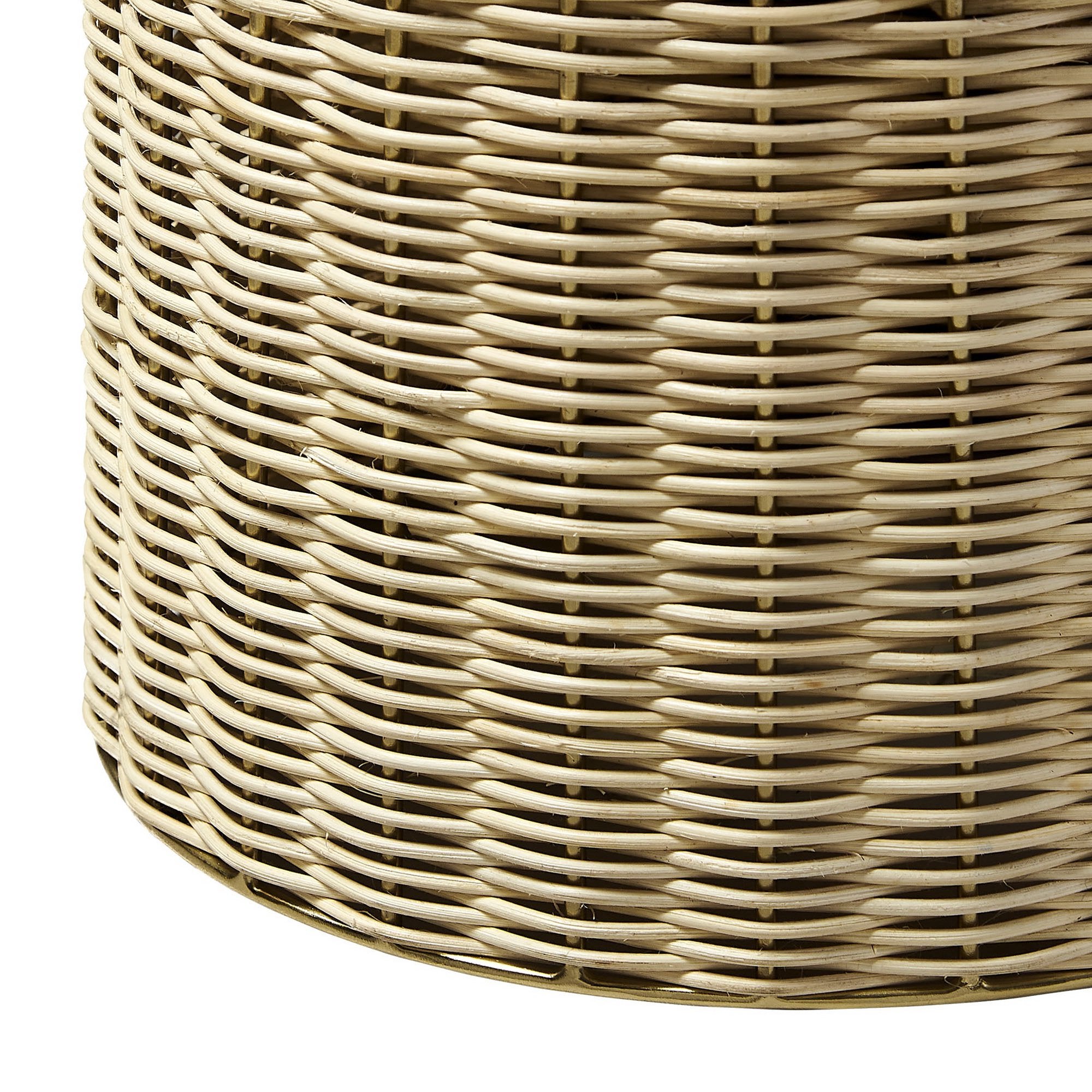 Lazaro Round Rattan Side Table - Burnished Brass Natural