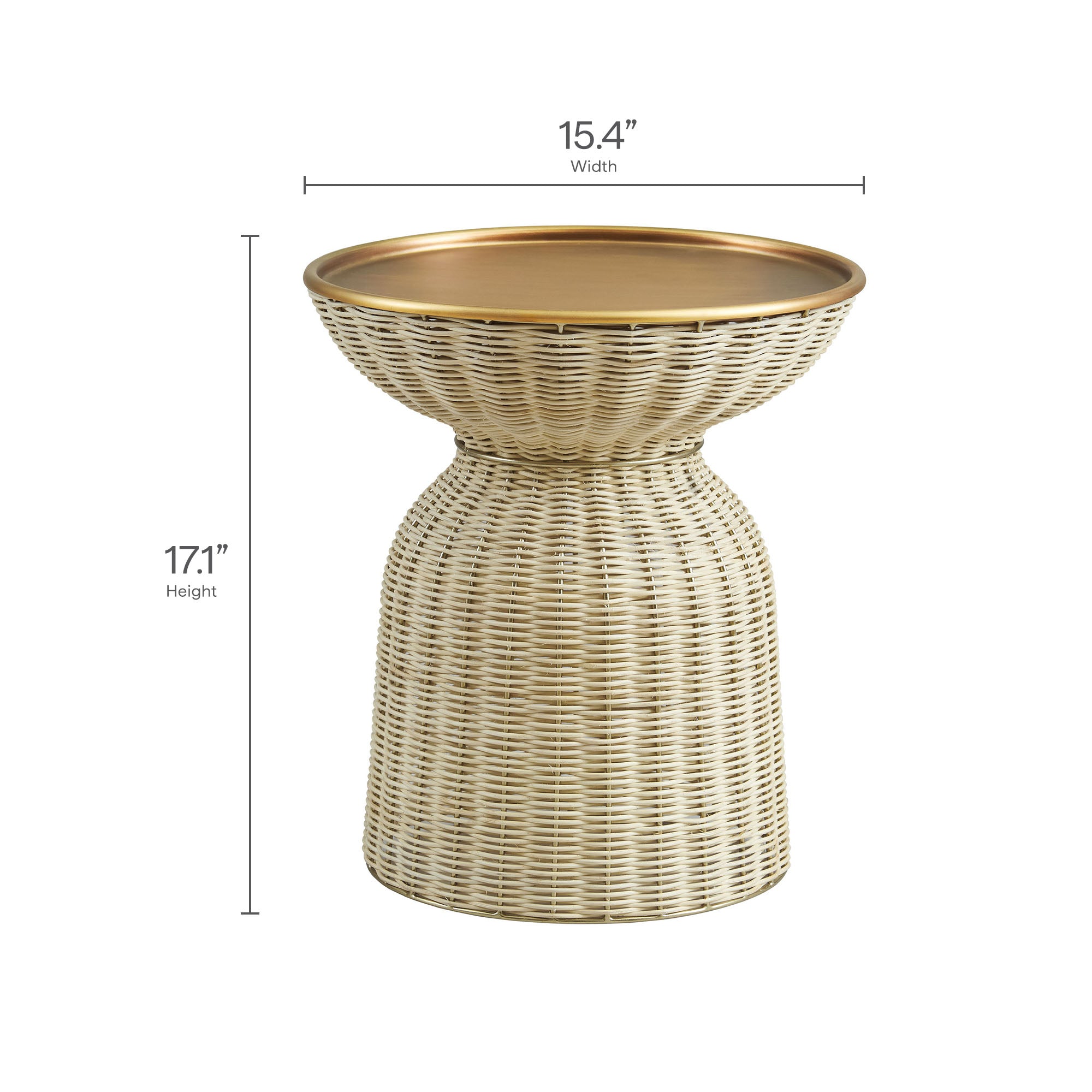 Lazaro Round Rattan Side Table - Burnished Brass Natural